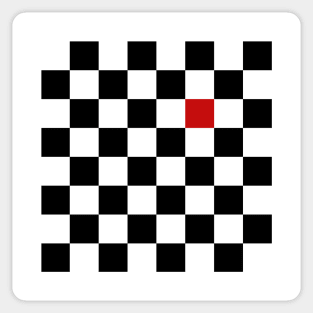 Checkered Black and White with One Red Square Sticker
